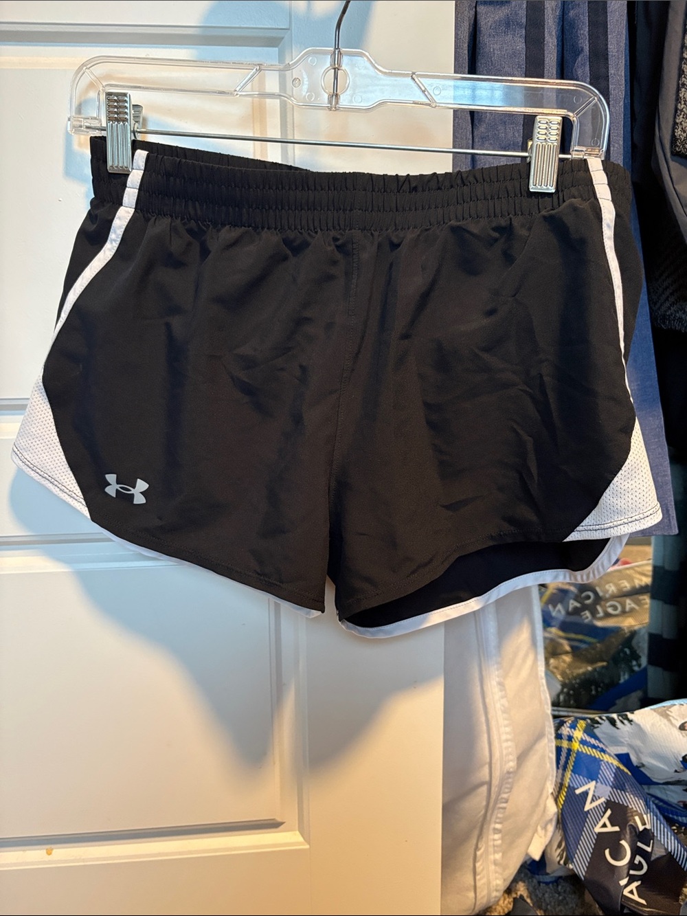 Under Armour Black Athletic Shorts with White Accents